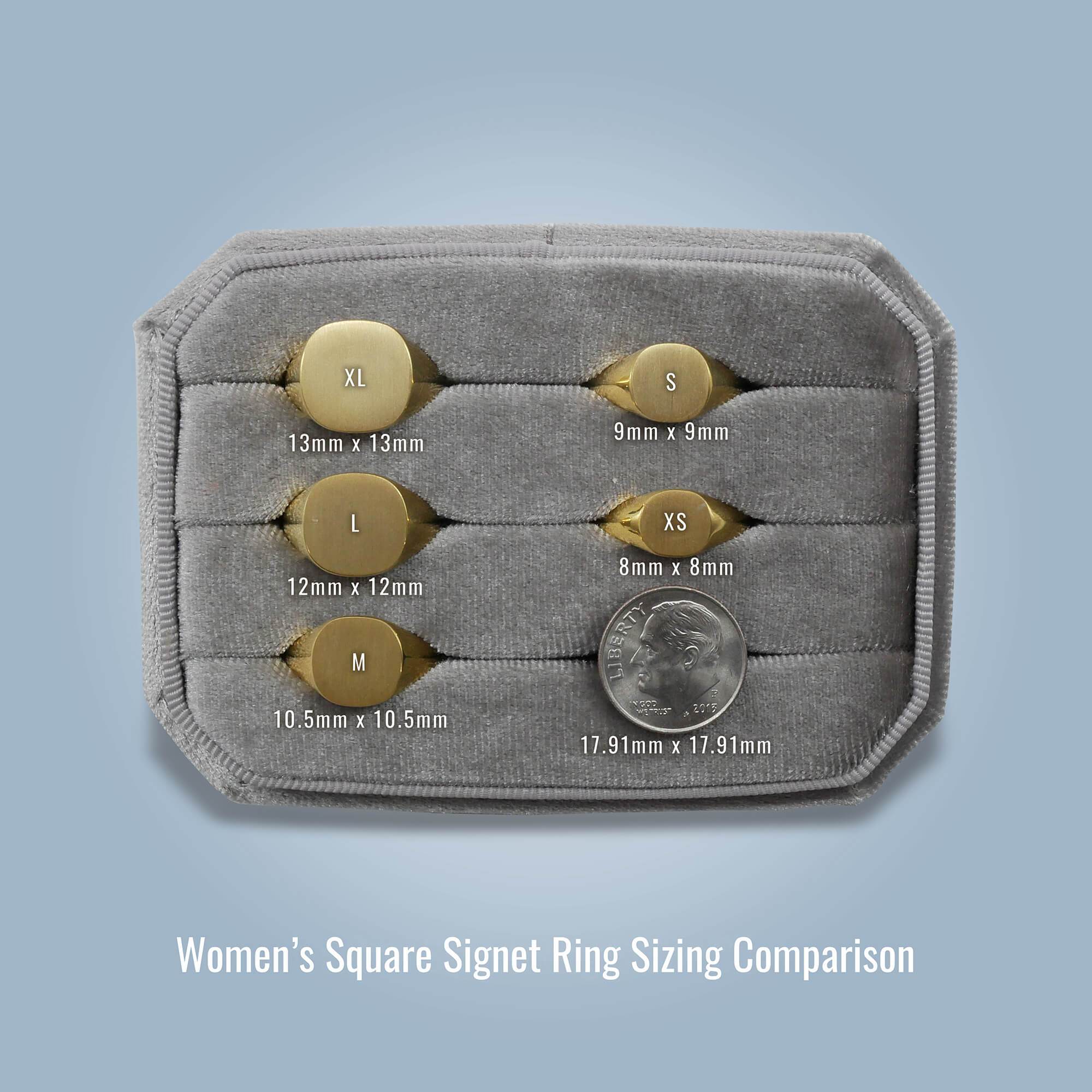Women's Square Signet Ring - Extra Small Signet Rings deBebians 