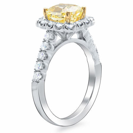 Yellow Diamond Cushion Halo Engagement Ring Yellow Diamond Engagement Rings deBebians 