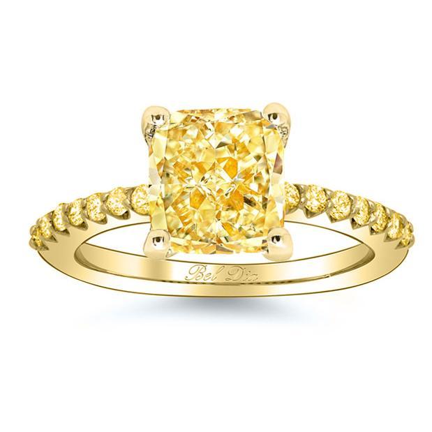 Yellow Diamond Engagement Ring with Yellow Diamond Accents Yellow Diamond Engagement Rings deBebians 