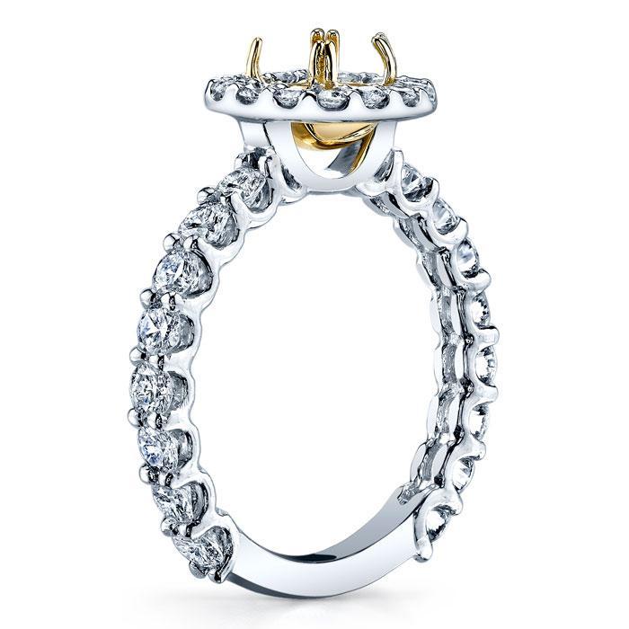 Yellow Diamond U-Prong Halo Engagement Ring Yellow Diamond Engagement Rings deBebians 
