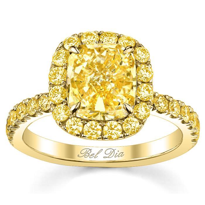 Yellow Gold Canary Diamond Halo Engagement Ring Yellow Diamond Engagement Rings deBebians 