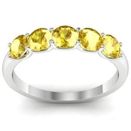 1.00cttw U Prong Yellow Sapphire Five Stone Band Five Stone Rings deBebians 