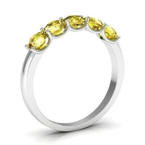 1.00cttw U Prong Yellow Sapphire Five Stone Band Five Stone Rings deBebians 