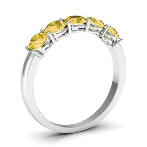 1.00cttw Shared Prong Yellow Sapphire Five Stone Ring Five Stone Rings deBebians 