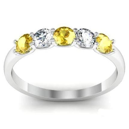 0.50cttw U Prong Gold Yellow Sapphire and Diamond Five Stone Band Five Stone Rings deBebians 