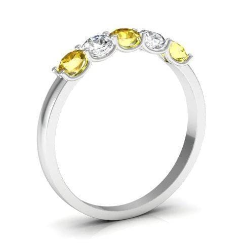 0.50cttw U Prong Gold Yellow Sapphire and Diamond Five Stone Band Five Stone Rings deBebians 