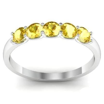 0.50cttw U Prong Yellow Sapphire Five Stone Band Five Stone Rings deBebians 