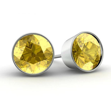 Yellow Sapphire Studs Gemstone Stud Earrings deBebians 