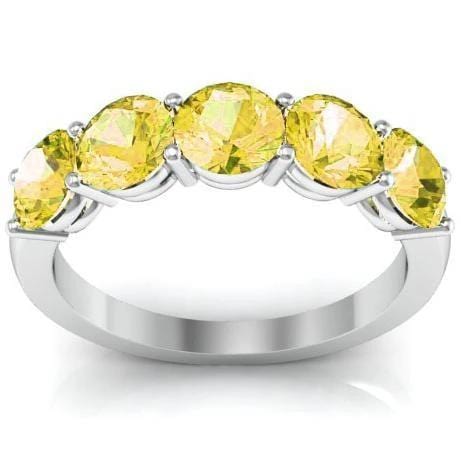 2.00cttw Shared Prong Yellow Sapphire Five Stone Ring Five Stone Rings deBebians 