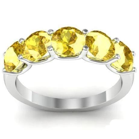 2.00cttw U Prong Yellow Sapphire Five Stone Band Five Stone Rings deBebians 
