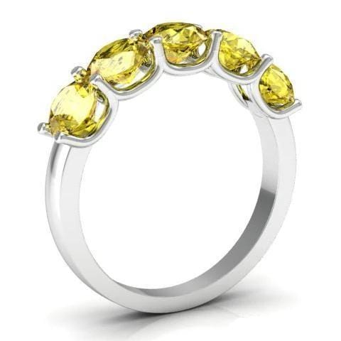 2.00cttw U Prong Yellow Sapphire Five Stone Band Five Stone Rings deBebians 