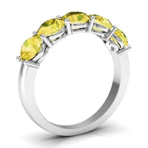 2.00cttw Shared Prong Yellow Sapphire Five Stone Ring Five Stone Rings deBebians 